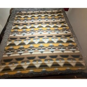 sackcloth and ashes Blanket Throw Yellow Brown Black Aztec Made in Italy